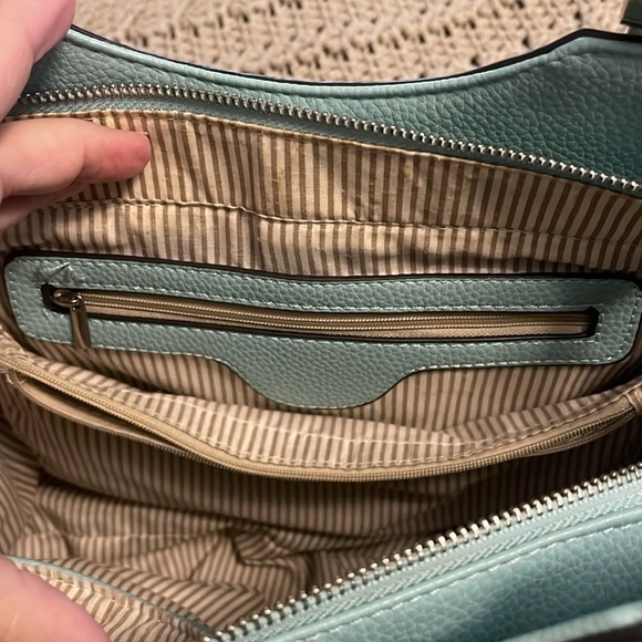 Carolyn Tucker collections seafoam blue with braided handles zipper‎ bag tote. - Picture 11 of 14